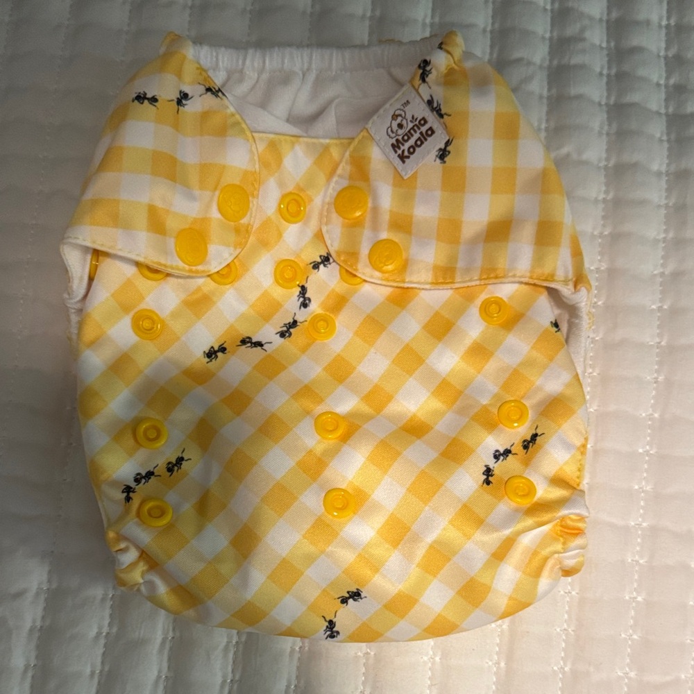 Mama Koala Gingham Yellow pocket Diaper Cover